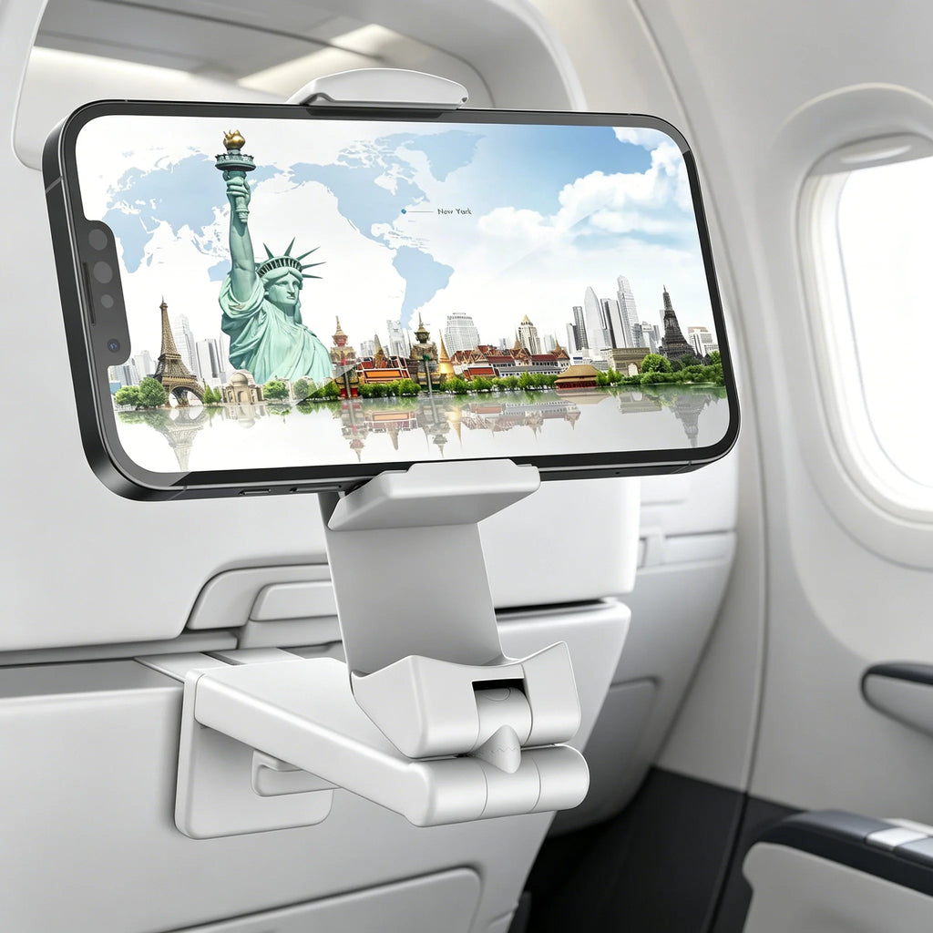 Support de téléphone portable pliable et réglable pour avion, support de voyage rotatif multifonctionnel pour avion, train, bureau, siège, support pour selfie