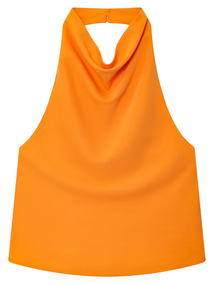 Top Satin Dos Nu Femme – Licou, Élégant, Été