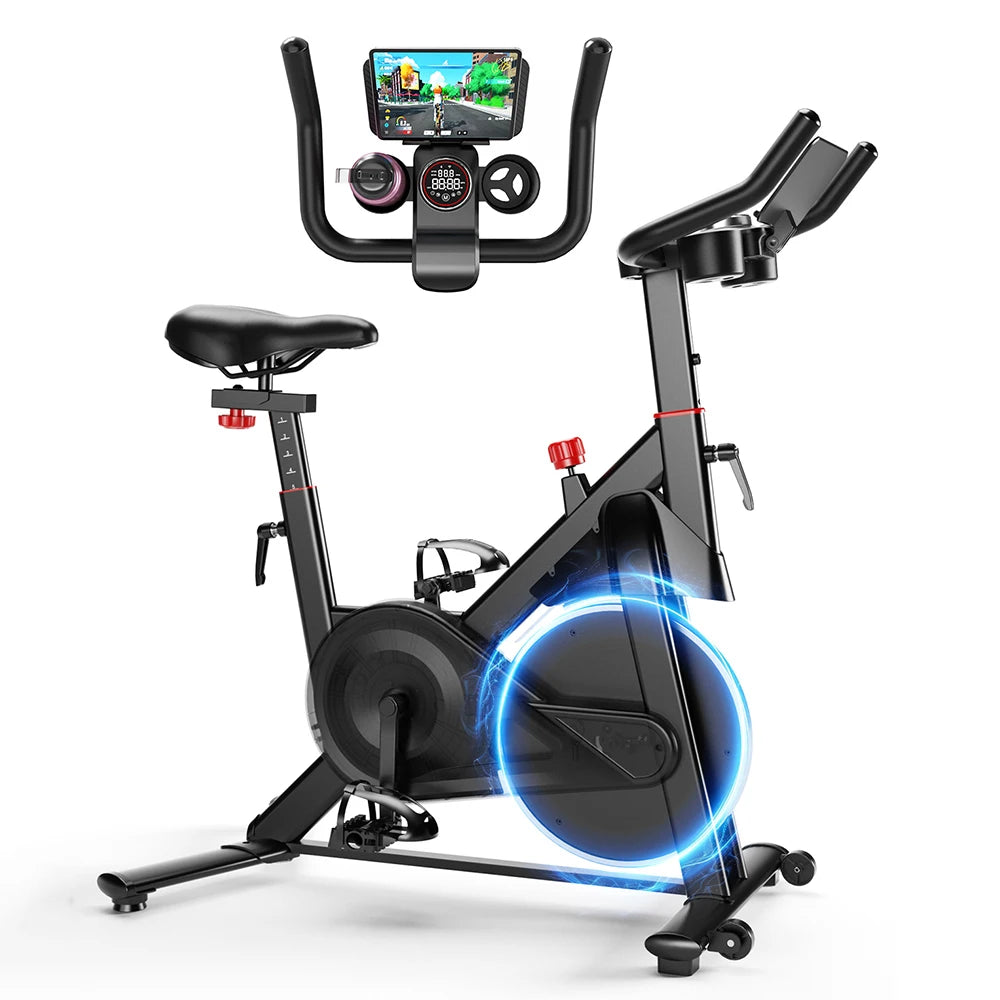 Superun – vélo d'exercice de mise à niveau, vélo d'intérieur à résistance magnétique lisse à 32 niveaux avec support de coussin et moniteur LCD, poids MAX de 300 LBS