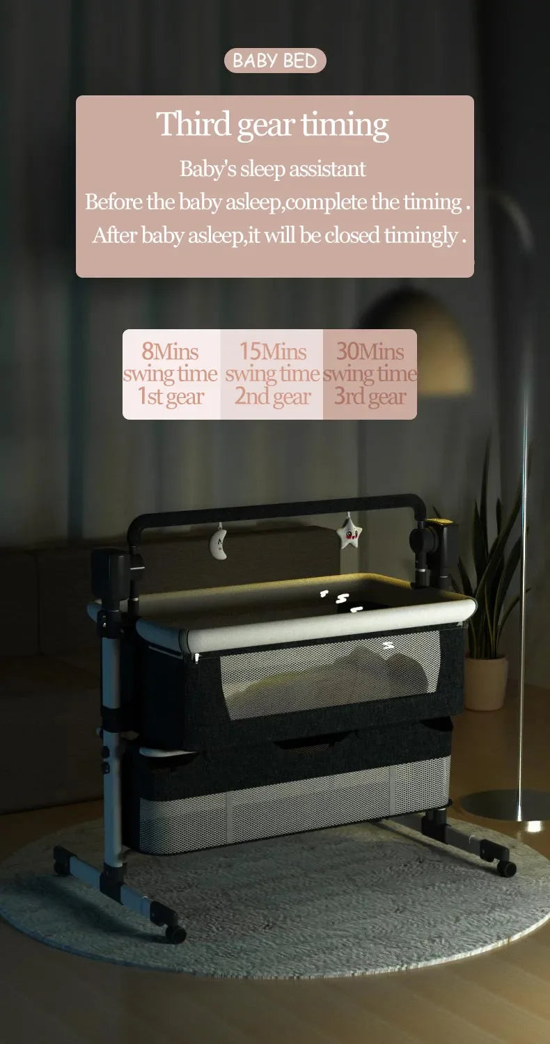 Lit bébé électrique berceau Bluetooth luxe Portable bébé facile à nettoyer lit de voyage avec matelas berceau pour nouveau-nés lit bébé