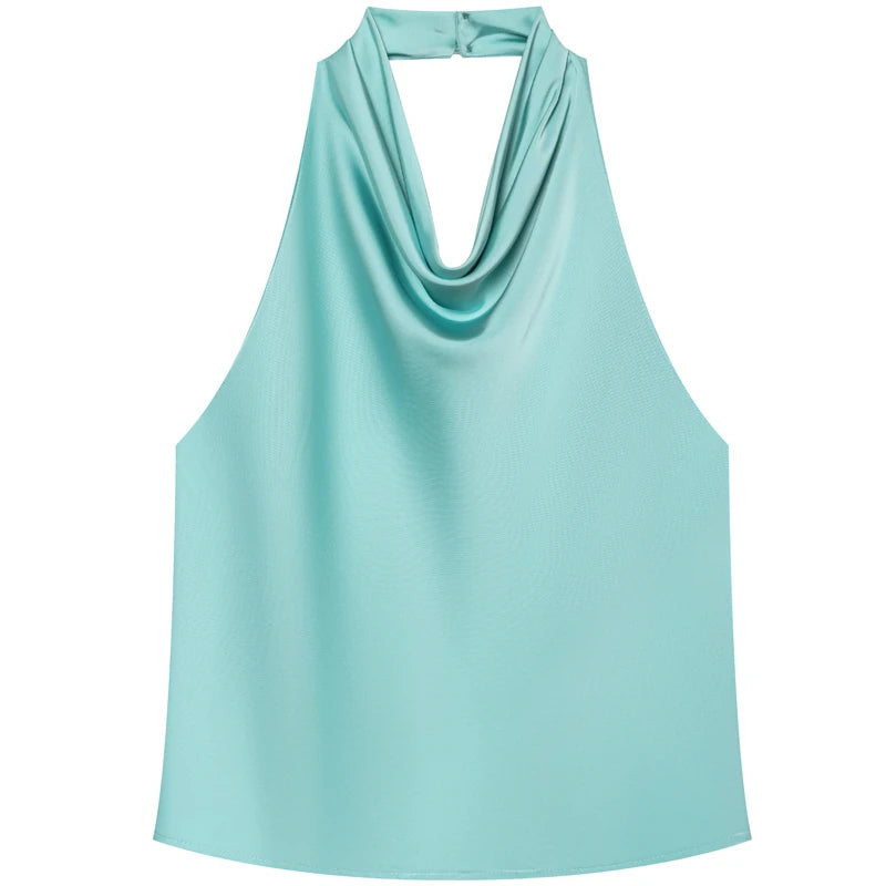 Top Satin Dos Nu Femme – Licou, Élégant, Été