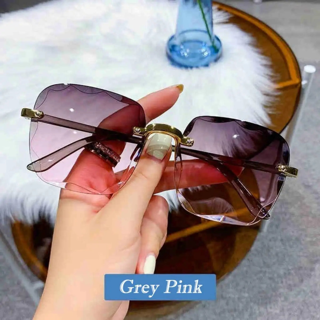Lunettes de soleil sans monture Y2K, dégradées, mode coréenne, hip-hop, anti-ultraviolets, élégantes, de luxe, pour voyages en plein air, pour femmes et unisexe