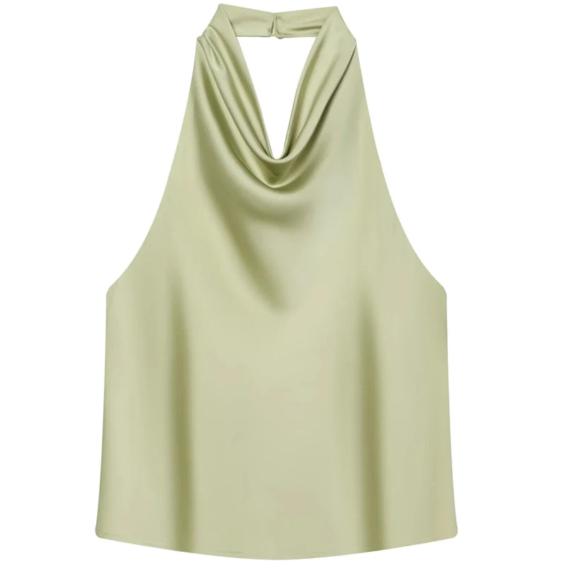 Top Satin Dos Nu Femme – Licou, Élégant, Été