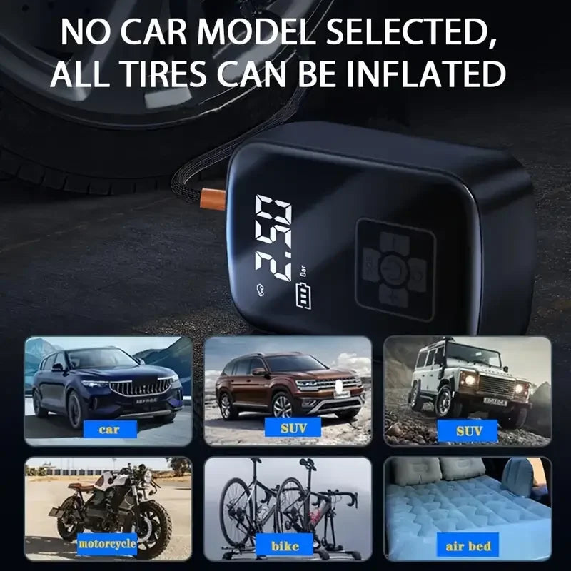 Compresseur d'air sans fil pour voiture – Gonfleur électrique avec écran numérique