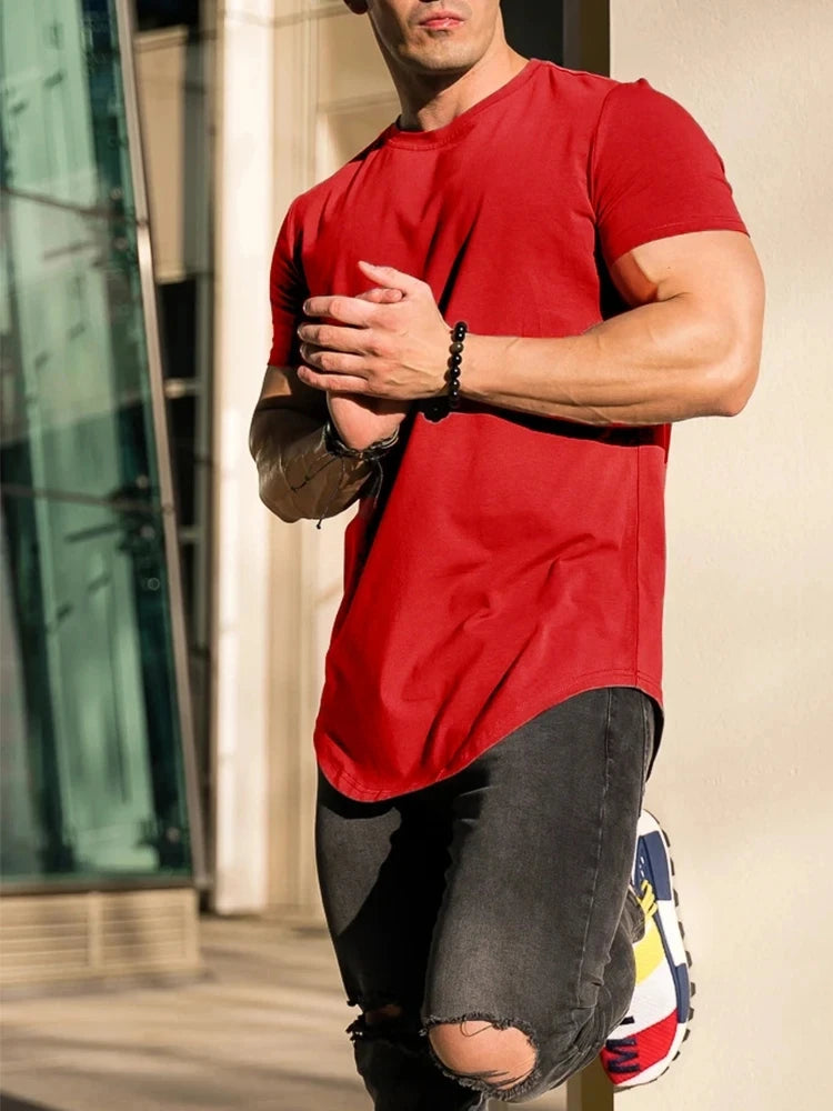 T-shirt de Fitness musculaire été hommes athloisir entraînement à manches courtes T-shirt de haute qualité coton hommes T-shirt Gym Sport chemise hauts