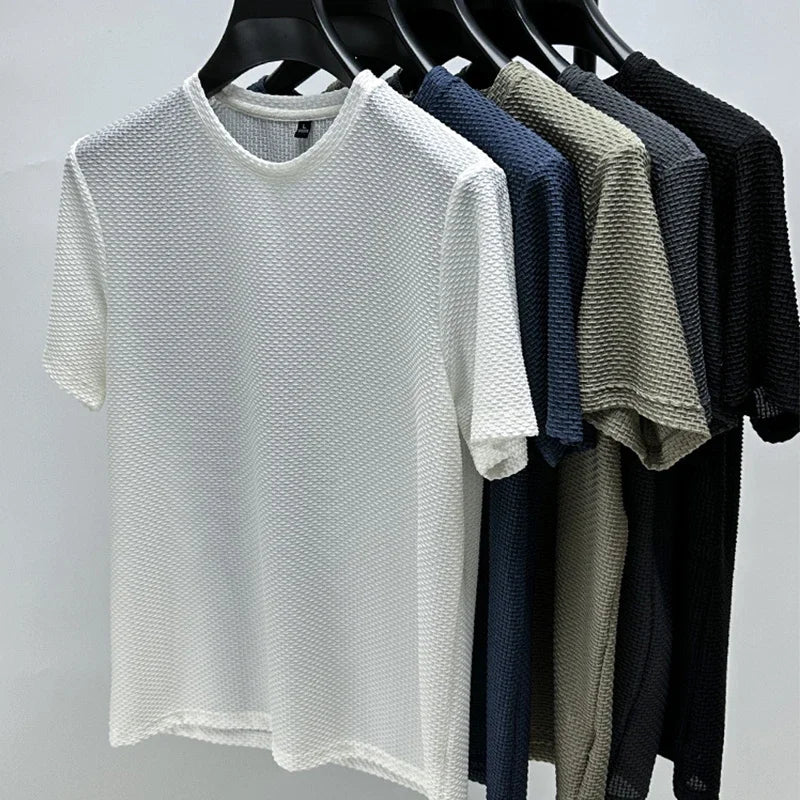 T-shirt Homme Été – Bambou & Soie Glacée, Respirant, Slim