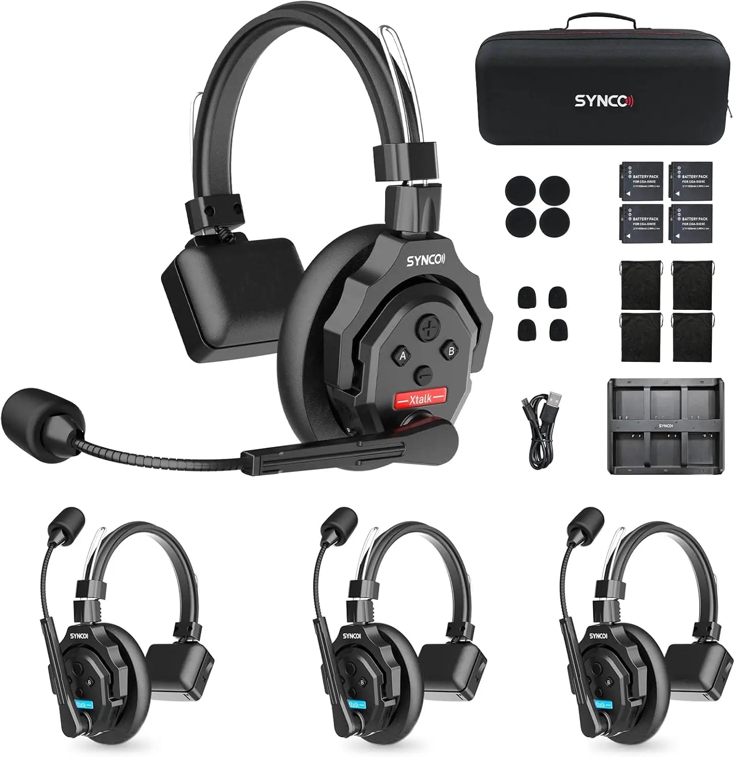 Système d'intercom sans fil SYNCO XTALK X2 X5 2.4G pour 2 personnes, portée 350M (1148FT), autonomie 24H, réduction du bruit pour la prise de vue vidéo