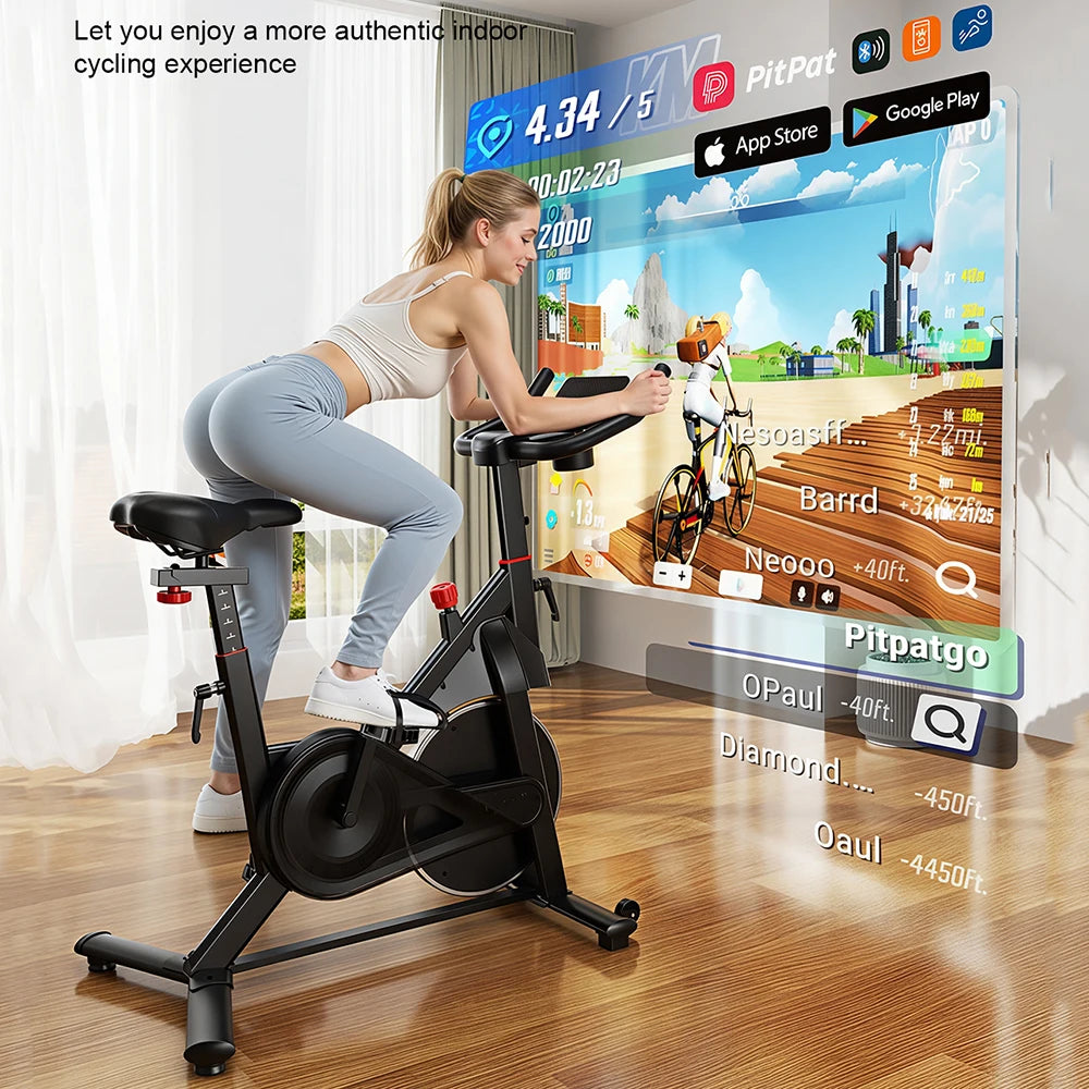 Superun – vélo d'exercice de mise à niveau, vélo d'intérieur à résistance magnétique lisse à 32 niveaux avec support de coussin et moniteur LCD, poids MAX de 300 LBS