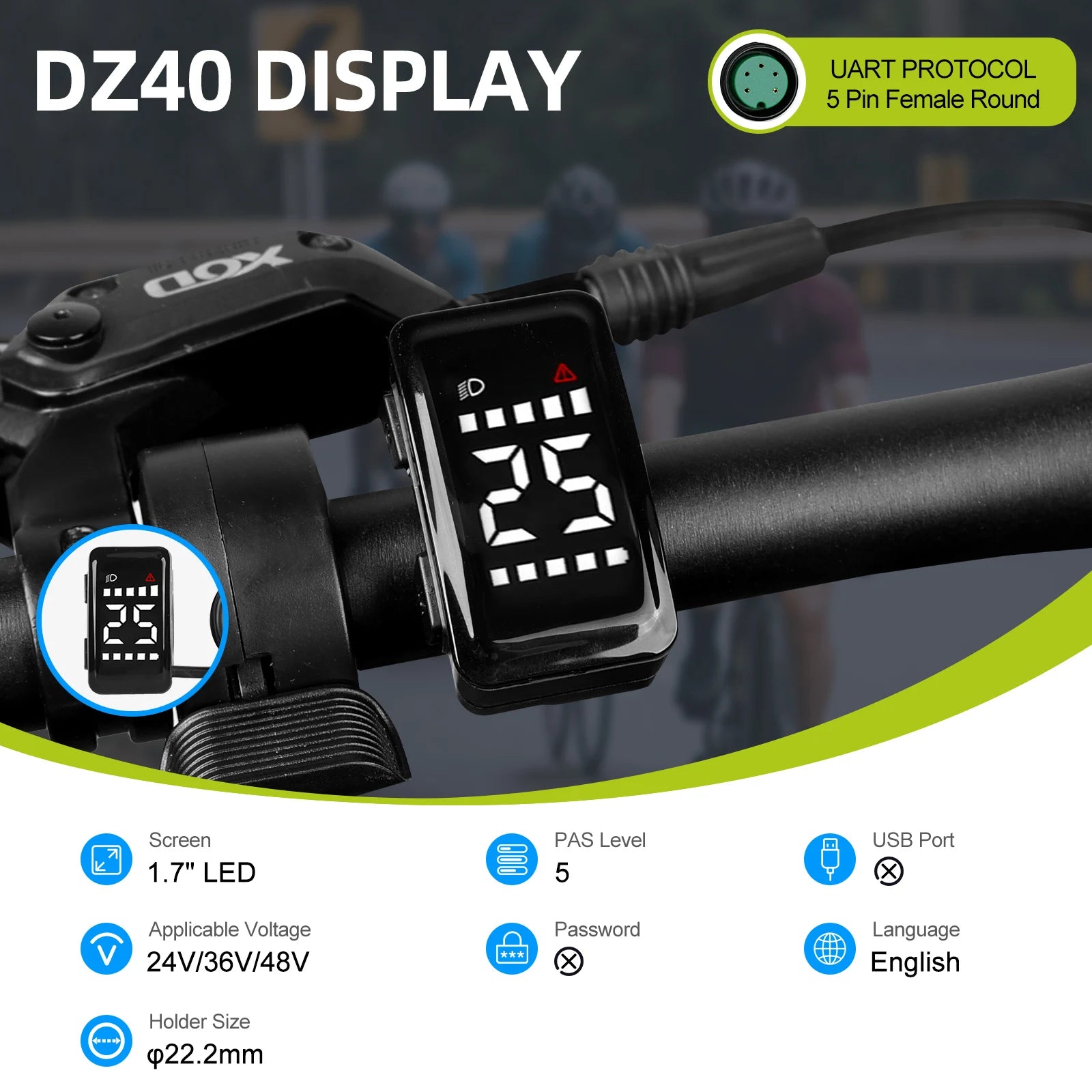 Bafang UART protocole d'affichage Instrument LCD 36V 48V 52V EKD01 ordinateur Bluetooth DZ40 DPC18 SW2-M58 pour Kits de vélo électrique Hub Mid Motor