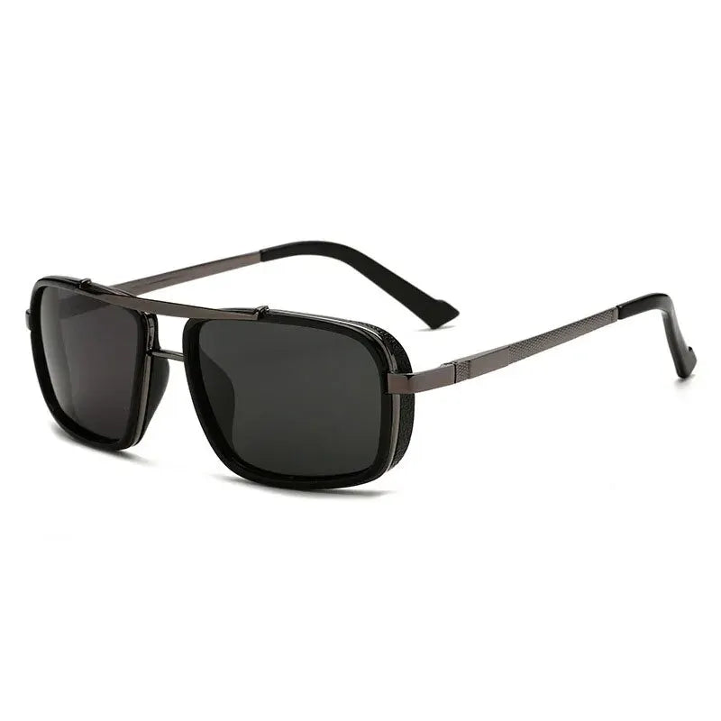 Happator-Lunettes de soleil à double faisceau pour hommes, Punk Square, UV400, Nouveau