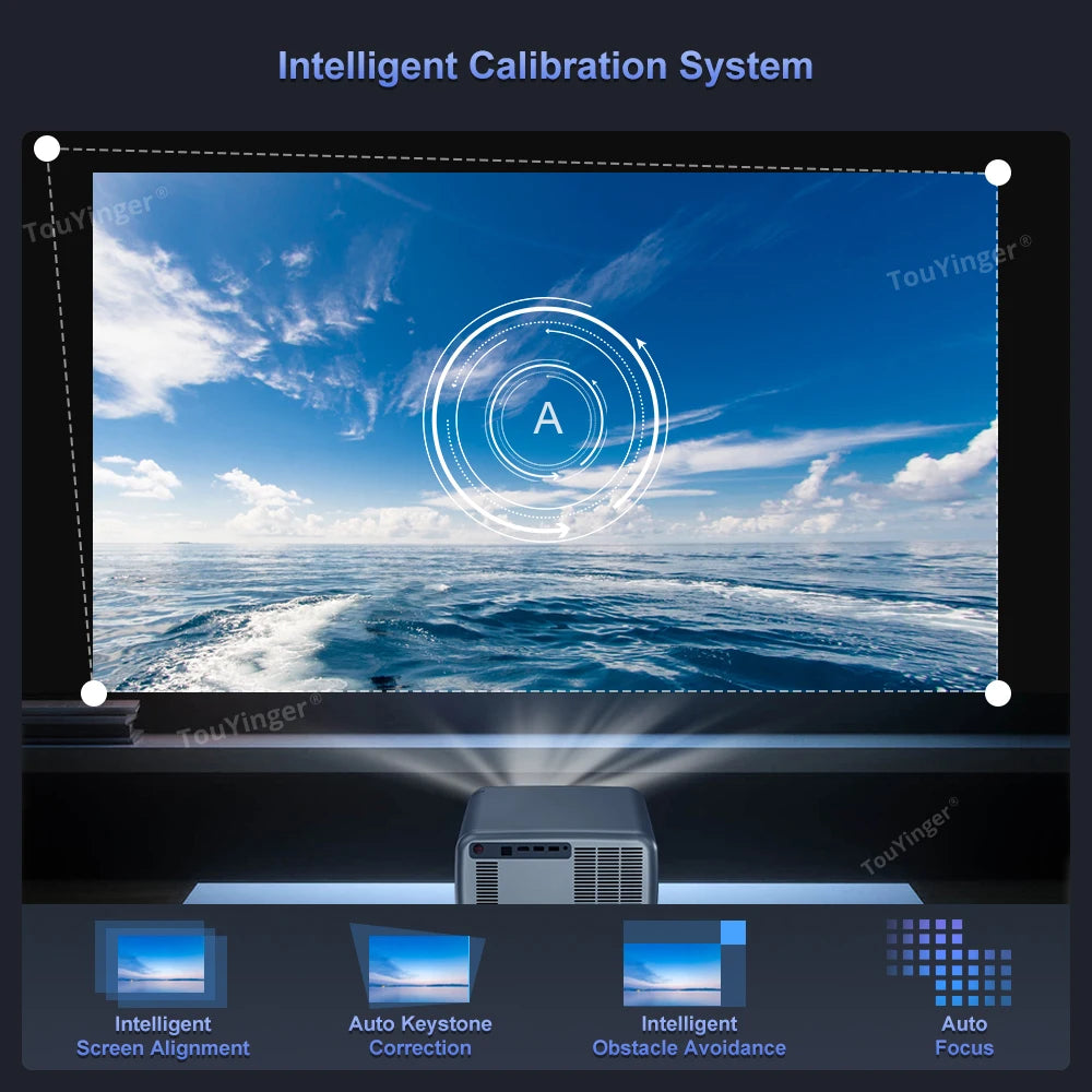 Projecteur de cinéma maison intelligent Touyinger Q12W Pro 2800ANSI Full HD 4K à double écran Wifi Bluetooth