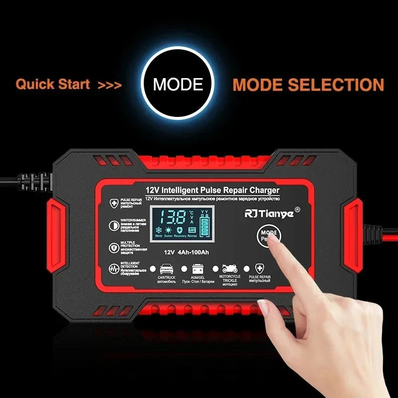 Chargeur Batterie Voiture 12V 6A – Écran LCD, Charge Rapide