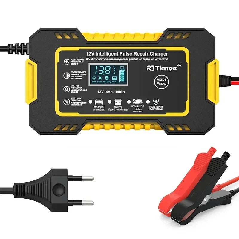 Chargeur Batterie Voiture 12V 6A – Écran LCD, Charge Rapide