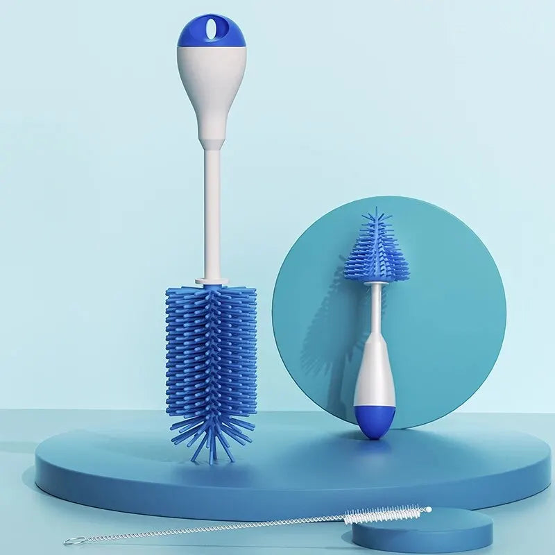 360 degrés Rotation 3 en 1 Silicone biberon sucette brosse lavage eau tasse conteneur paille nettoyage brosse ensemble
