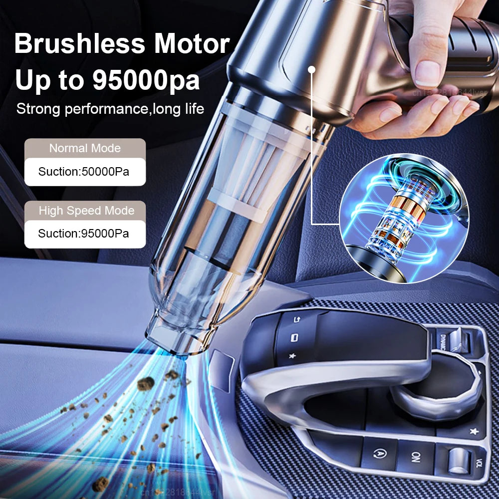Aspirateur portable sans fil 2-en-1 – Voiture & Maison, 95 000 Pa