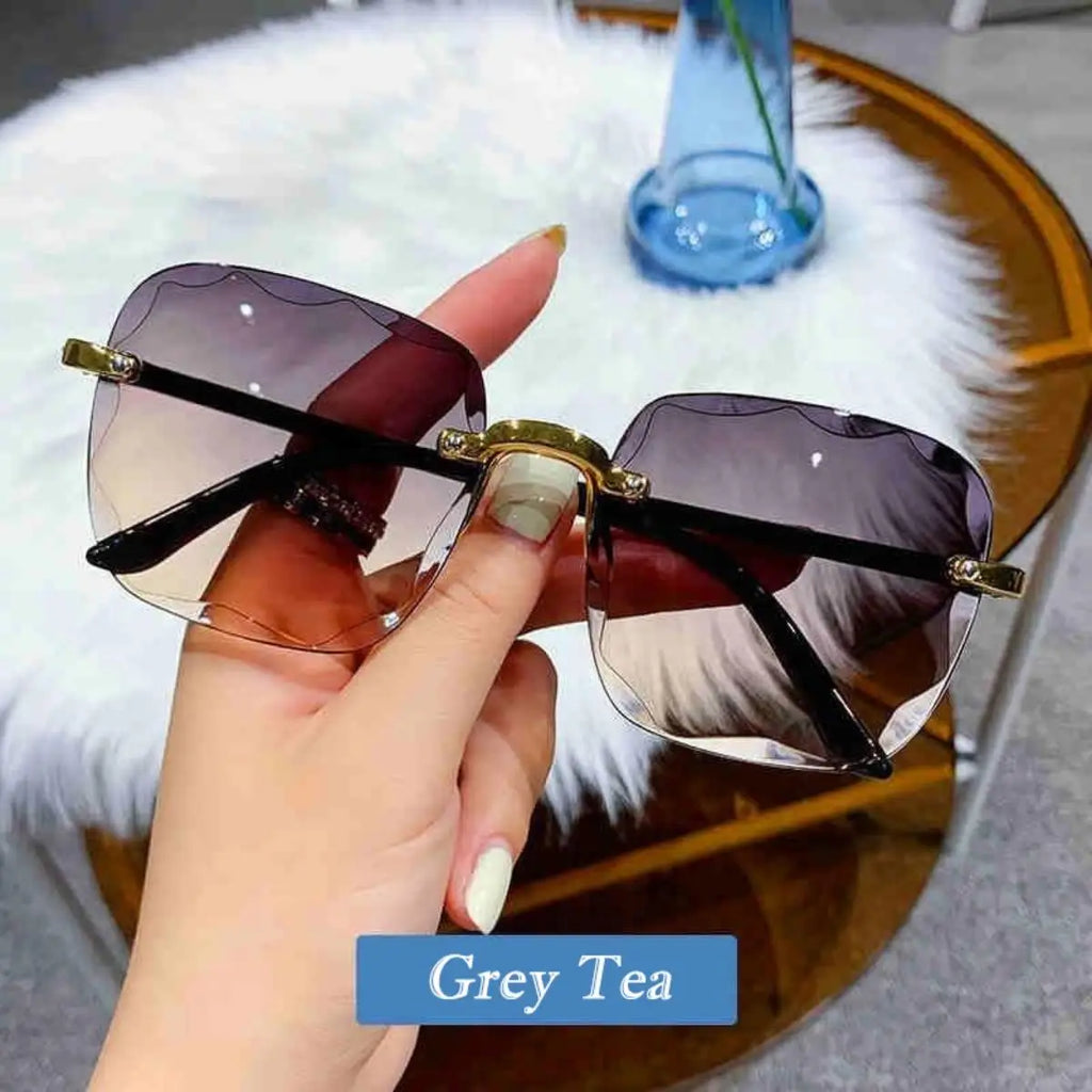 Lunettes de soleil sans monture Y2K, dégradées, mode coréenne, hip-hop, anti-ultraviolets, élégantes, de luxe, pour voyages en plein air, pour femmes et unisexe