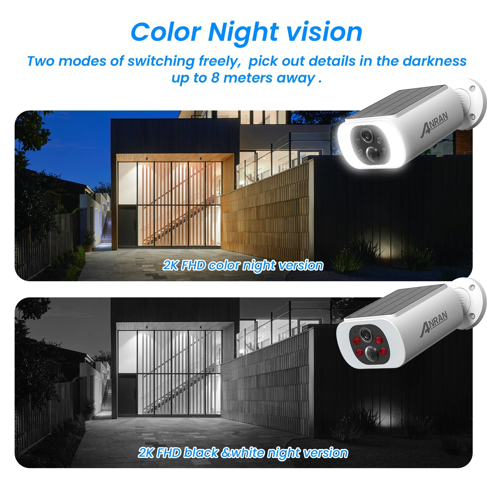 Caméra Surveillance Solaire WiFi 2K – Vision Nocturne Couleur IP66 ANRAN
