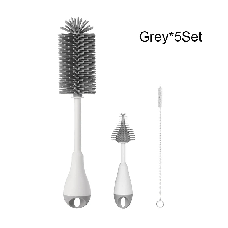 360 degrés Rotation 3 en 1 Silicone biberon sucette brosse lavage eau tasse conteneur paille nettoyage brosse ensemble