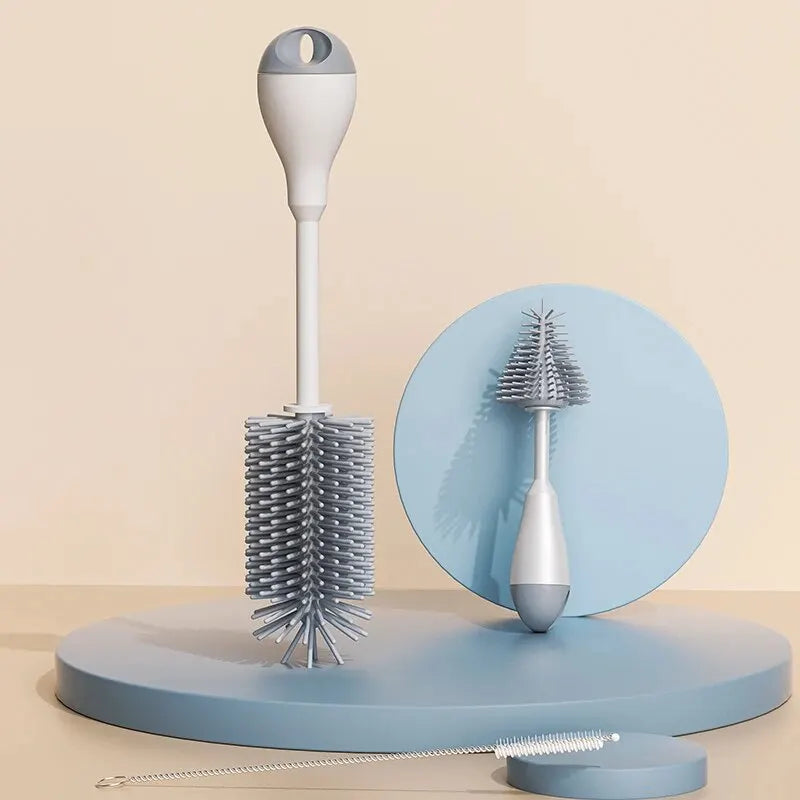360 degrés Rotation 3 en 1 Silicone biberon sucette brosse lavage eau tasse conteneur paille nettoyage brosse ensemble