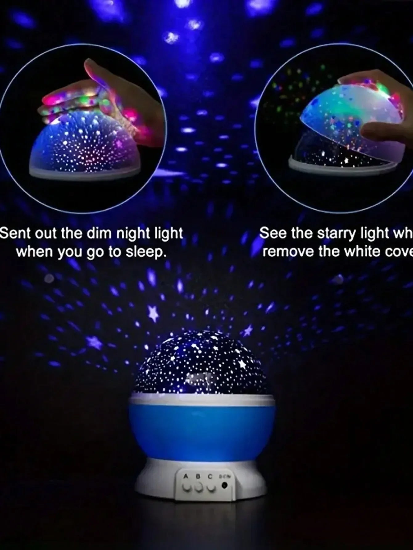 360 °   Lampe de projection rotative LED étoile et lune, idéale pour la décoration de chambre, cadeau d'anniversaire pour garçons et filles, cadeau parfait