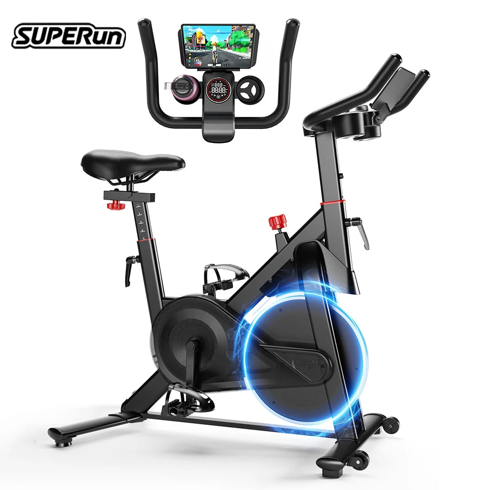 Superun – vélo d'exercice de mise à niveau, vélo d'intérieur à résistance magnétique lisse à 32 niveaux avec support de coussin et moniteur LCD, poids MAX de 300 LBS