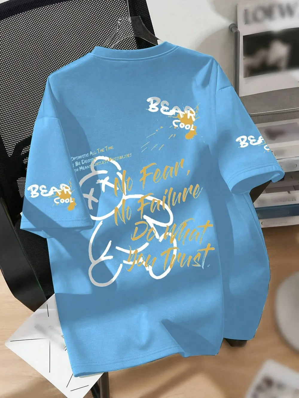 T-shirt Homme Imprimé Ours – Décontracté, Idée Cadeau