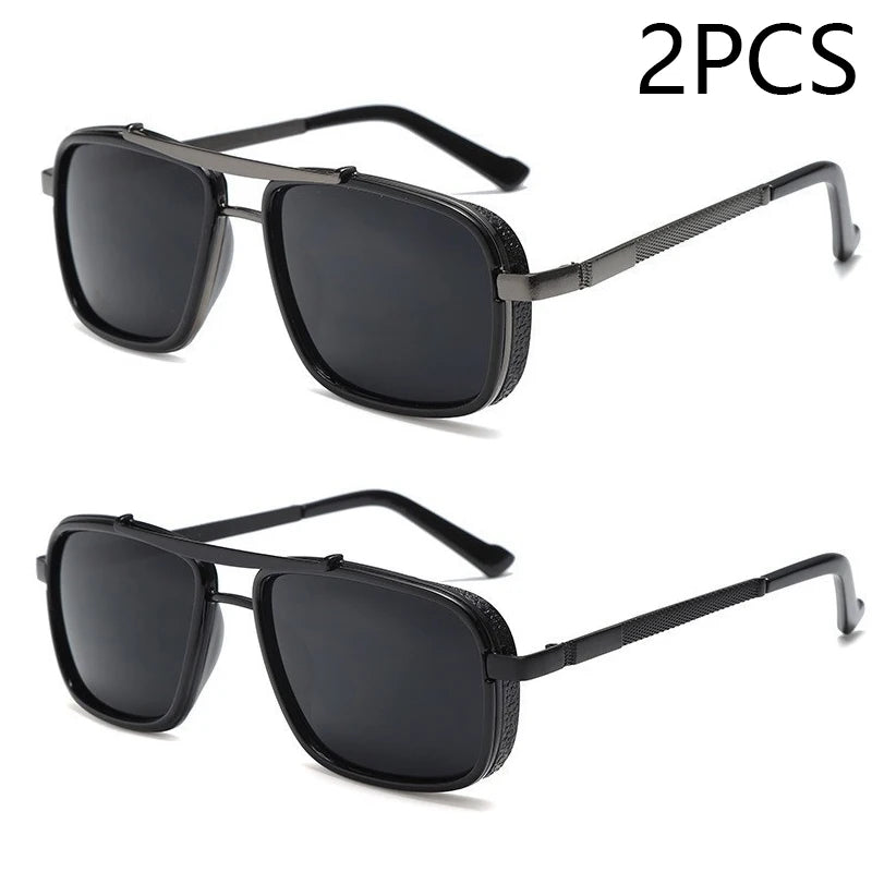 Happator-Lunettes de soleil à double faisceau pour hommes, Punk Square, UV400, Nouveau
