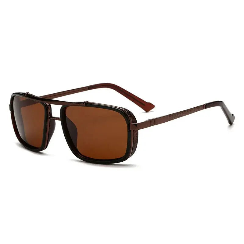 Happator-Lunettes de soleil à double faisceau pour hommes, Punk Square, UV400, Nouveau