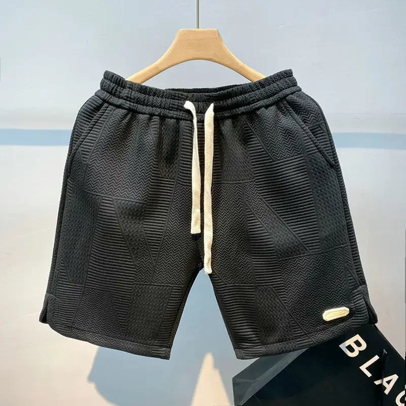 Shorts pour hommes quatre saisons course court pour hommes décontracté Jogging pantalons courts motif ondulé couleur unie cordon homme Shorts de sport
