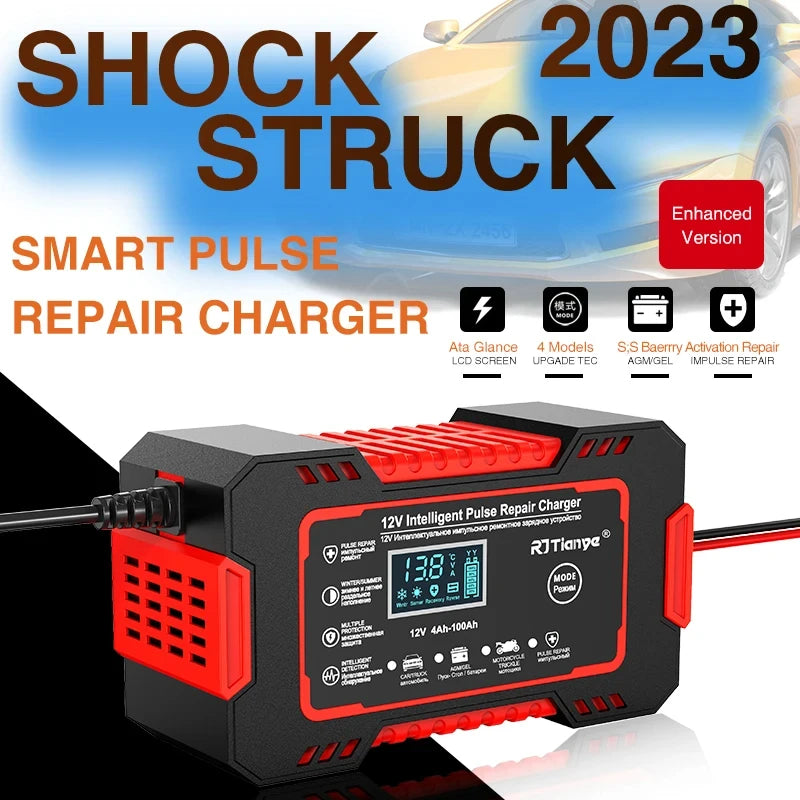 Chargeur Batterie Voiture 12V 6A – Écran LCD, Charge Rapide