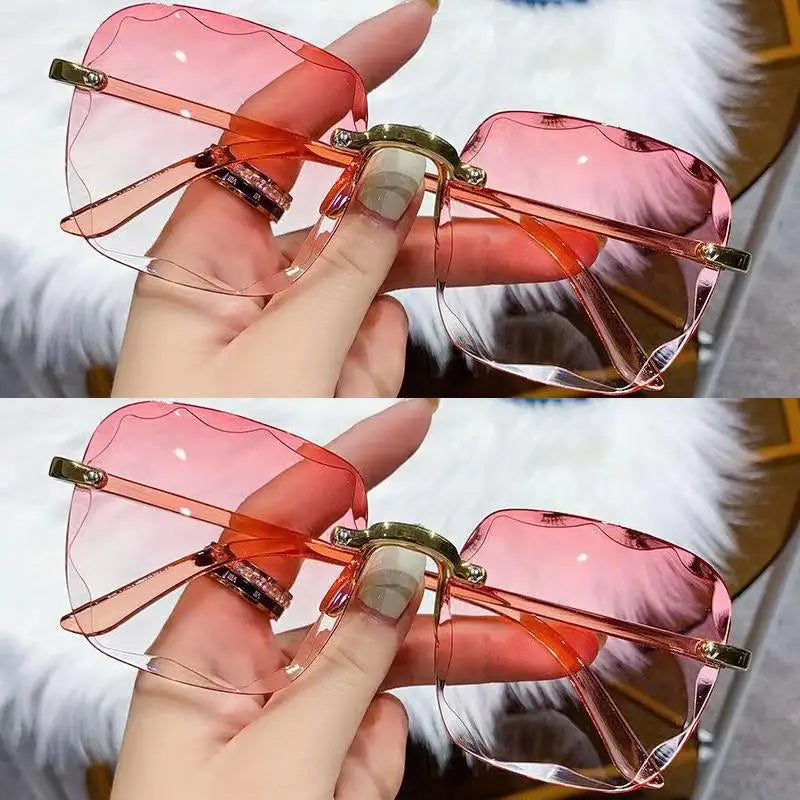 Lunettes de soleil sans monture Y2K, dégradées, mode coréenne, hip-hop, anti-ultraviolets, élégantes, de luxe, pour voyages en plein air, pour femmes et unisexe