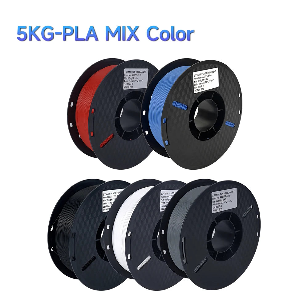 Filament PLA 1.75mm – 5kg, Couleurs Mélangées pour Imprimante 3D
