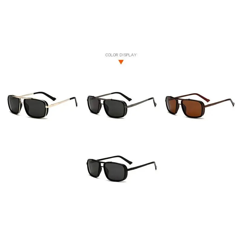 Happator-Lunettes de soleil à double faisceau pour hommes, Punk Square, UV400, Nouveau