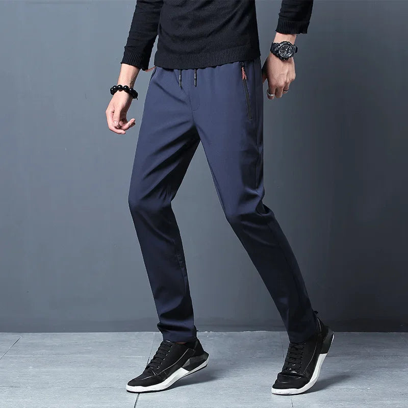 Pantalon Décontracté Homme – Coupe Slim, Taille Élastique, Grande Taille
