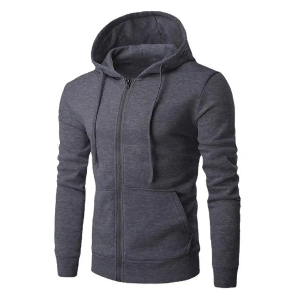 Veste à Capuche Slim Homme – Fermeture Éclair, Automne
