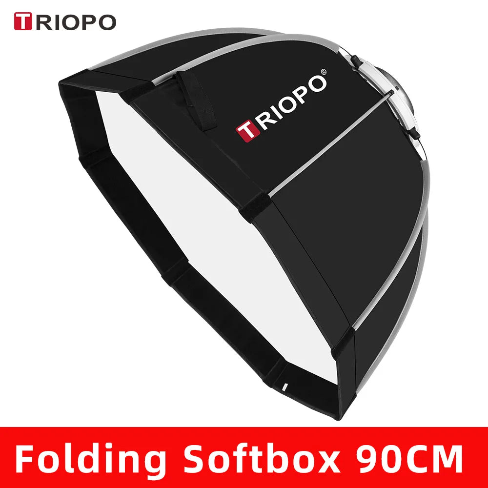 TRIOPO 55cm 65cm 90cm 120cm Foldable Octagon Softbox – boîte à lumière octogonale pliable, support Bowens pour Sokani X100 coldor CL60 Godox Aputure, lumière vidéo LED, 55cm 65cm 90cm 120cm