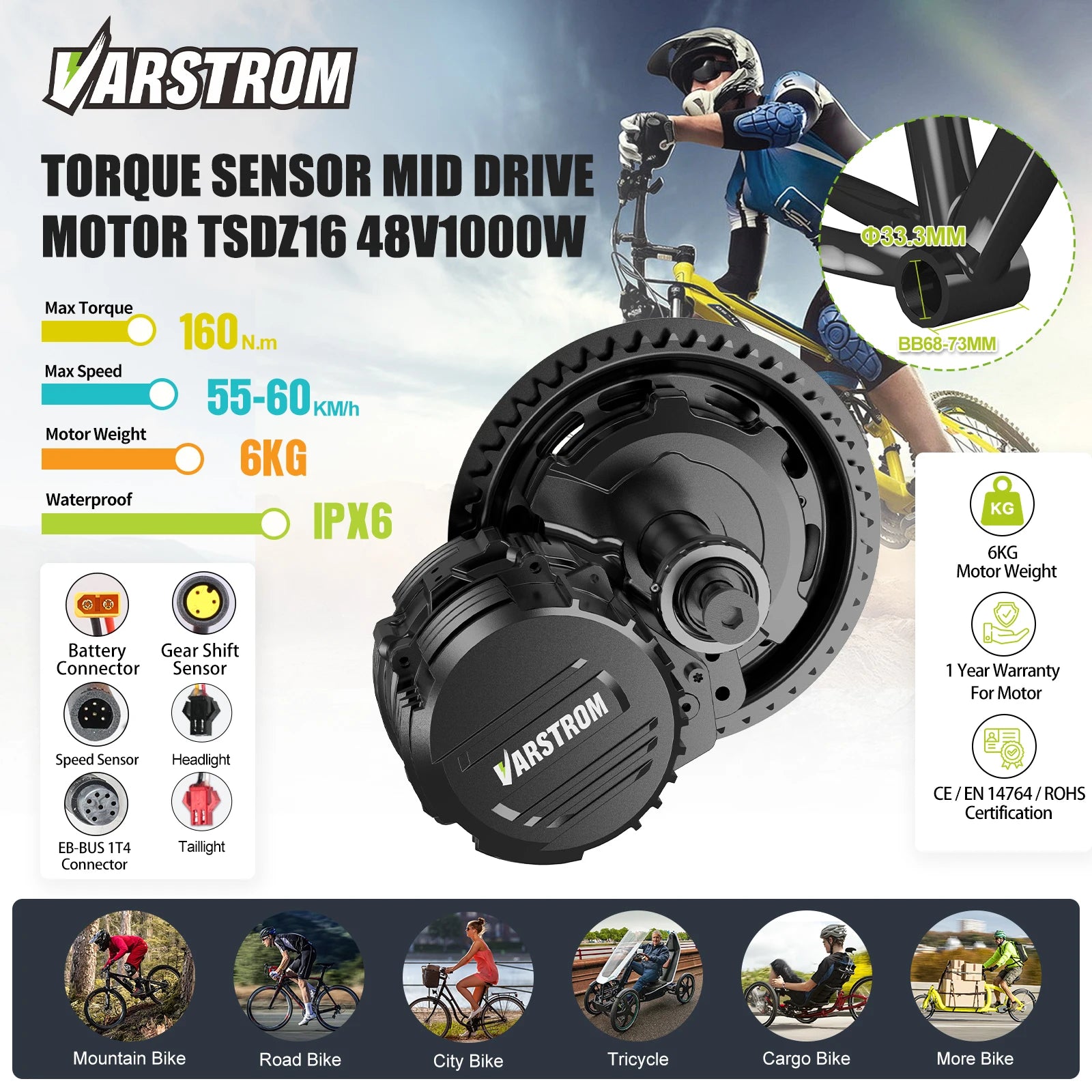 Tongsheng TSDZ8 750W TSDZ2B 250W 500W TSDZ16 1000W Kit moteur capteur de couple à entraînement central e kits de vélo moteur de Conversion vélo électrique